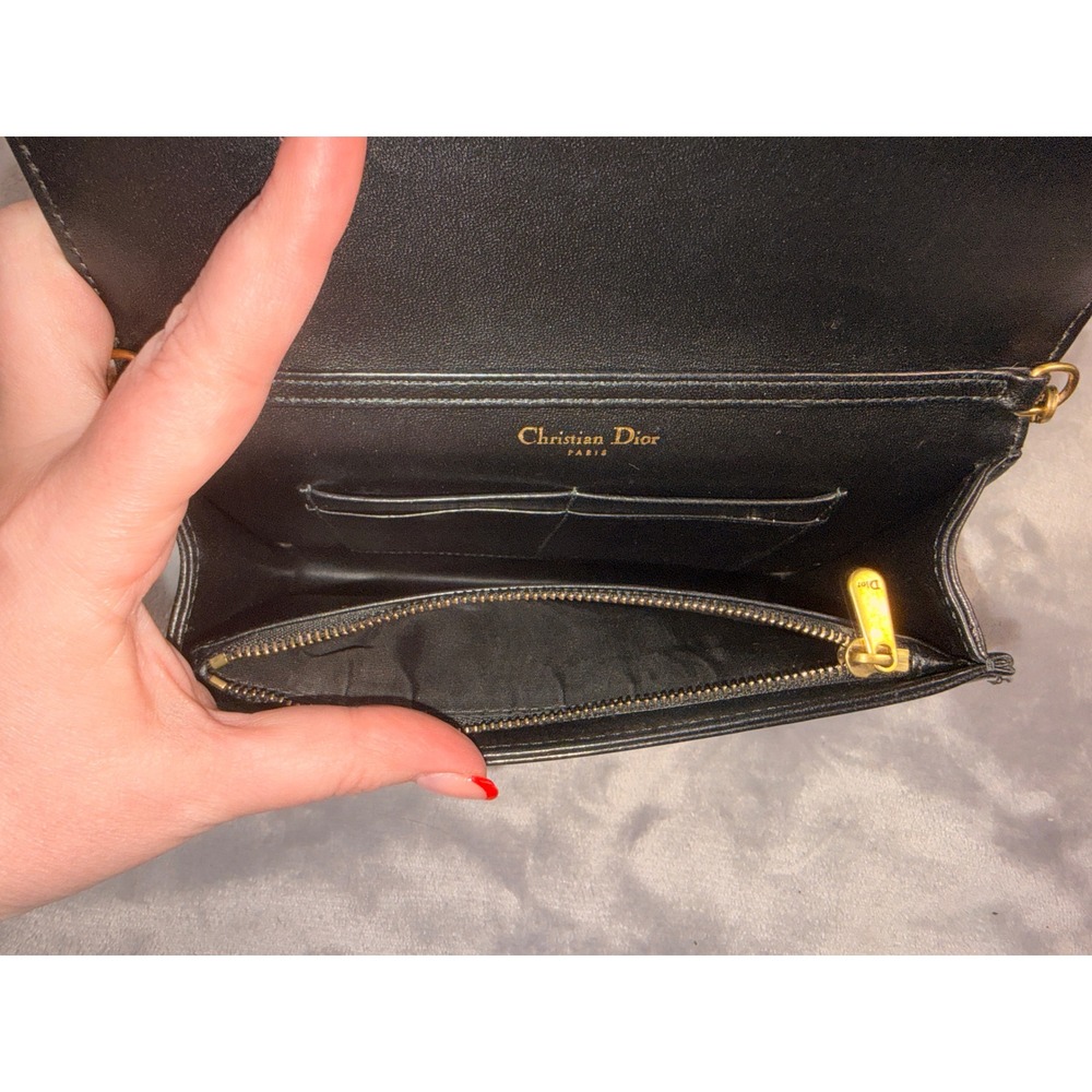 Dior Diorama Wallet on‎ Chain Black Studded Leather Gold Hardware With COA - Picture 7 of 15